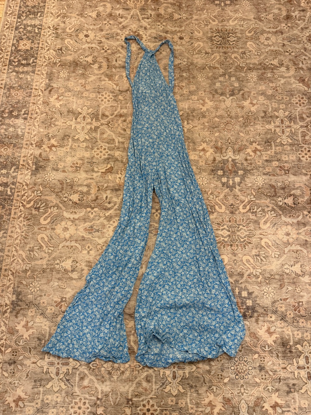 Free People Light Blue Floral Jumpsuit